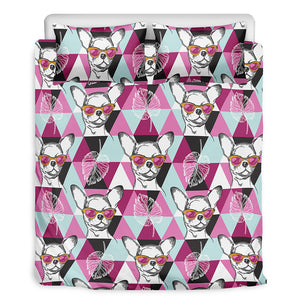 Hipster Chihuahua Pattern Print Duvet Cover Bedding Set