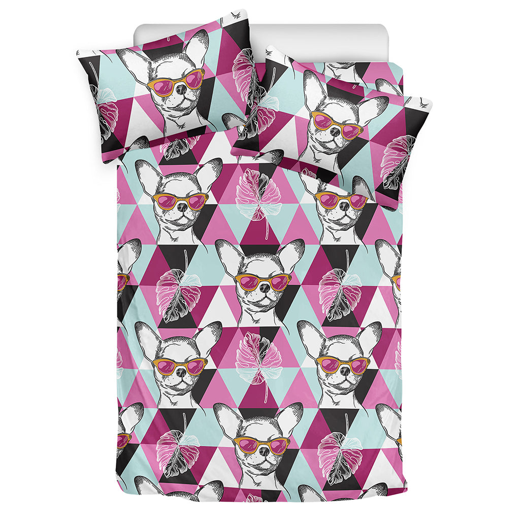 Hipster Chihuahua Pattern Print Duvet Cover Bedding Set