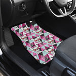 Hipster Chihuahua Pattern Print Front and Back Car Floor Mats