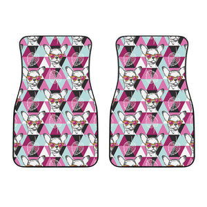 Hipster Chihuahua Pattern Print Front Car Floor Mats