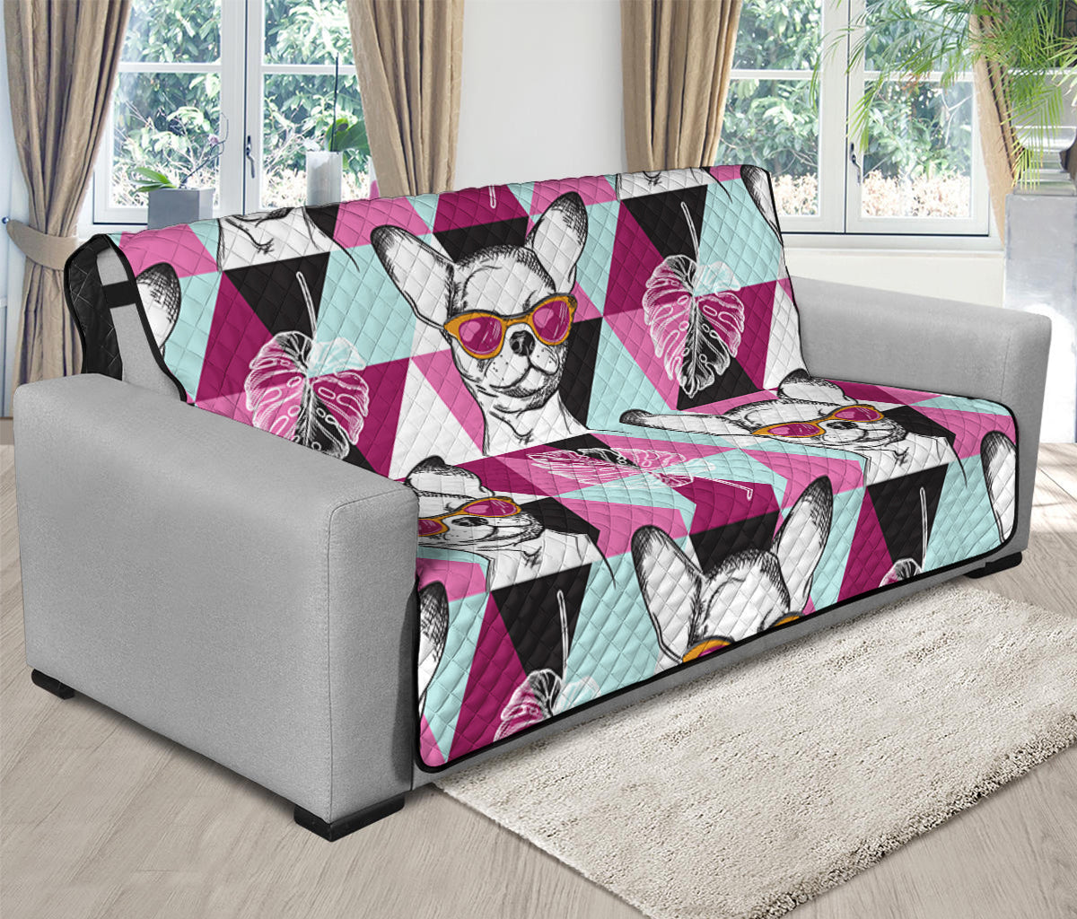 Hipster Chihuahua Pattern Print Futon Protector