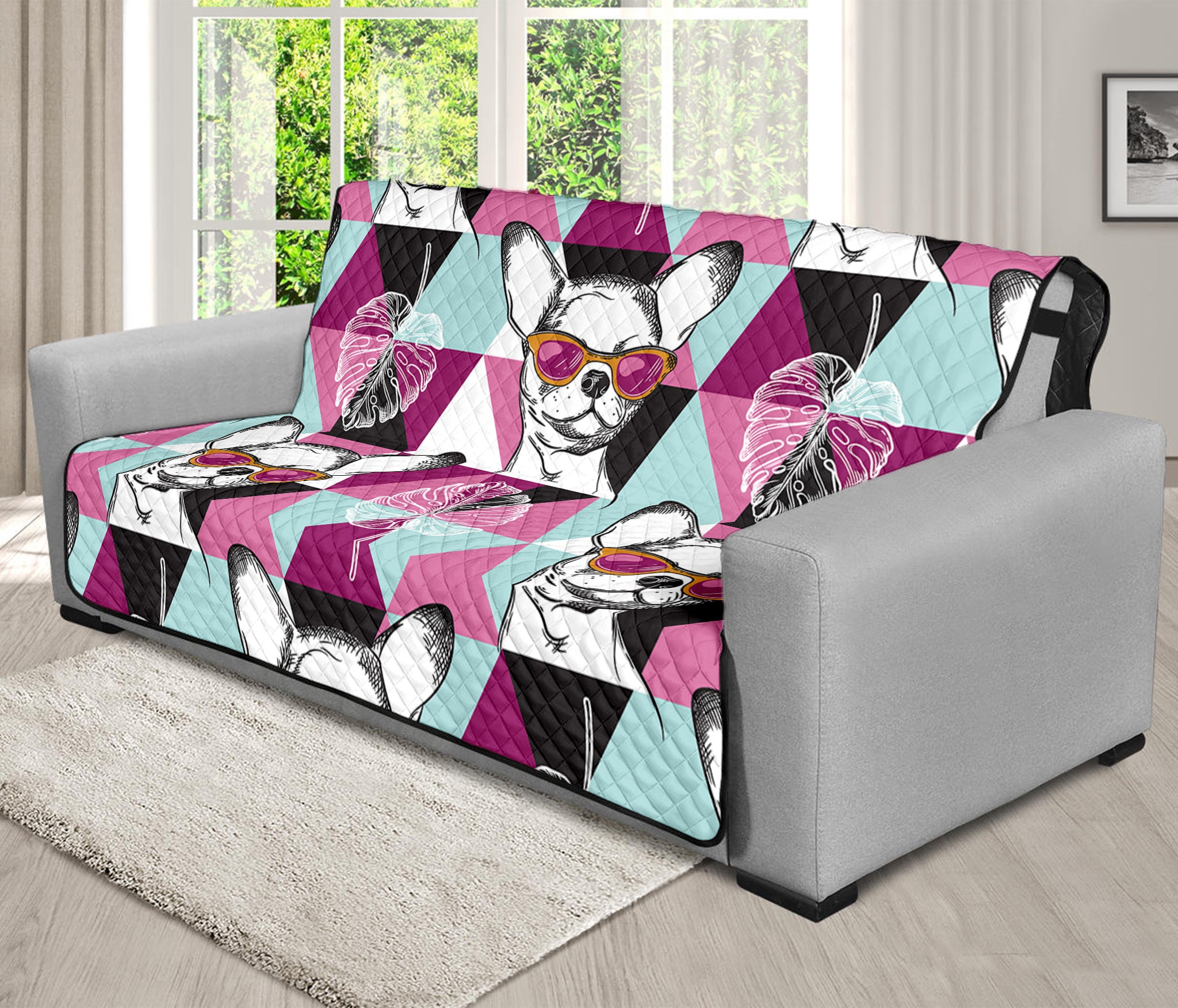 Hipster Chihuahua Pattern Print Futon Protector