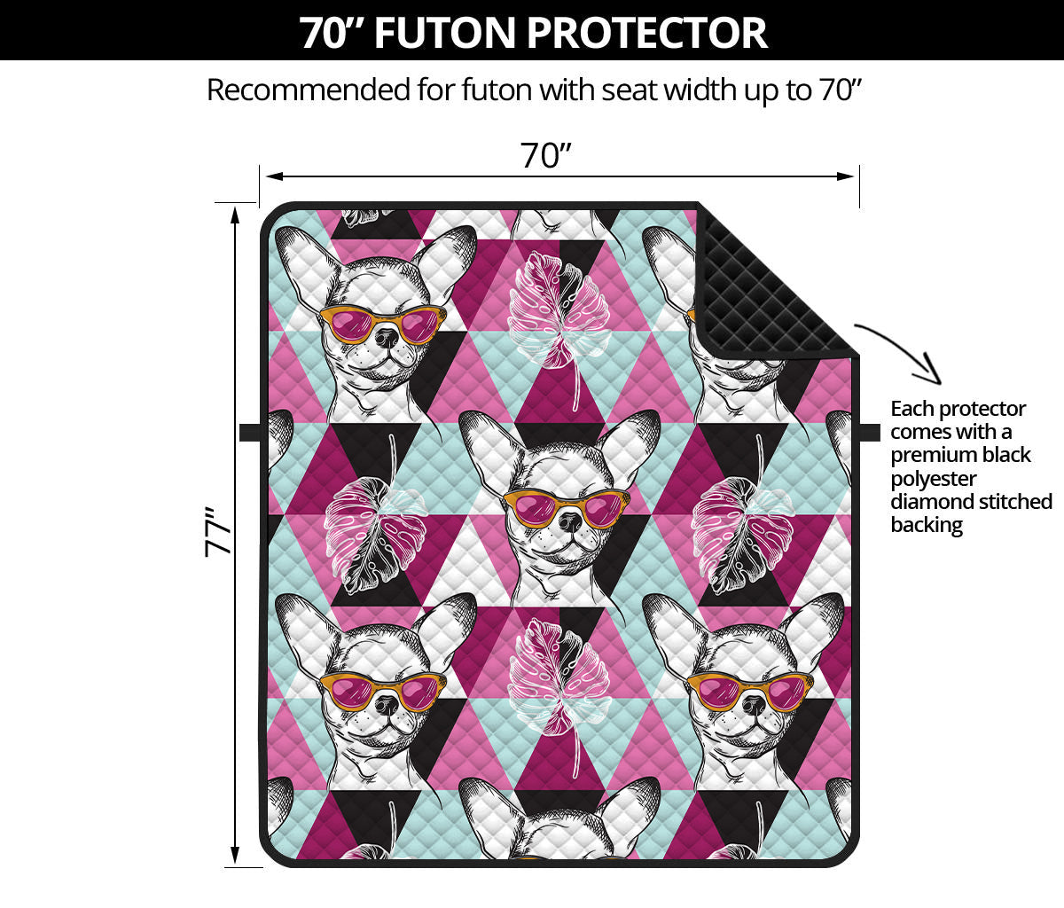 Hipster Chihuahua Pattern Print Futon Protector