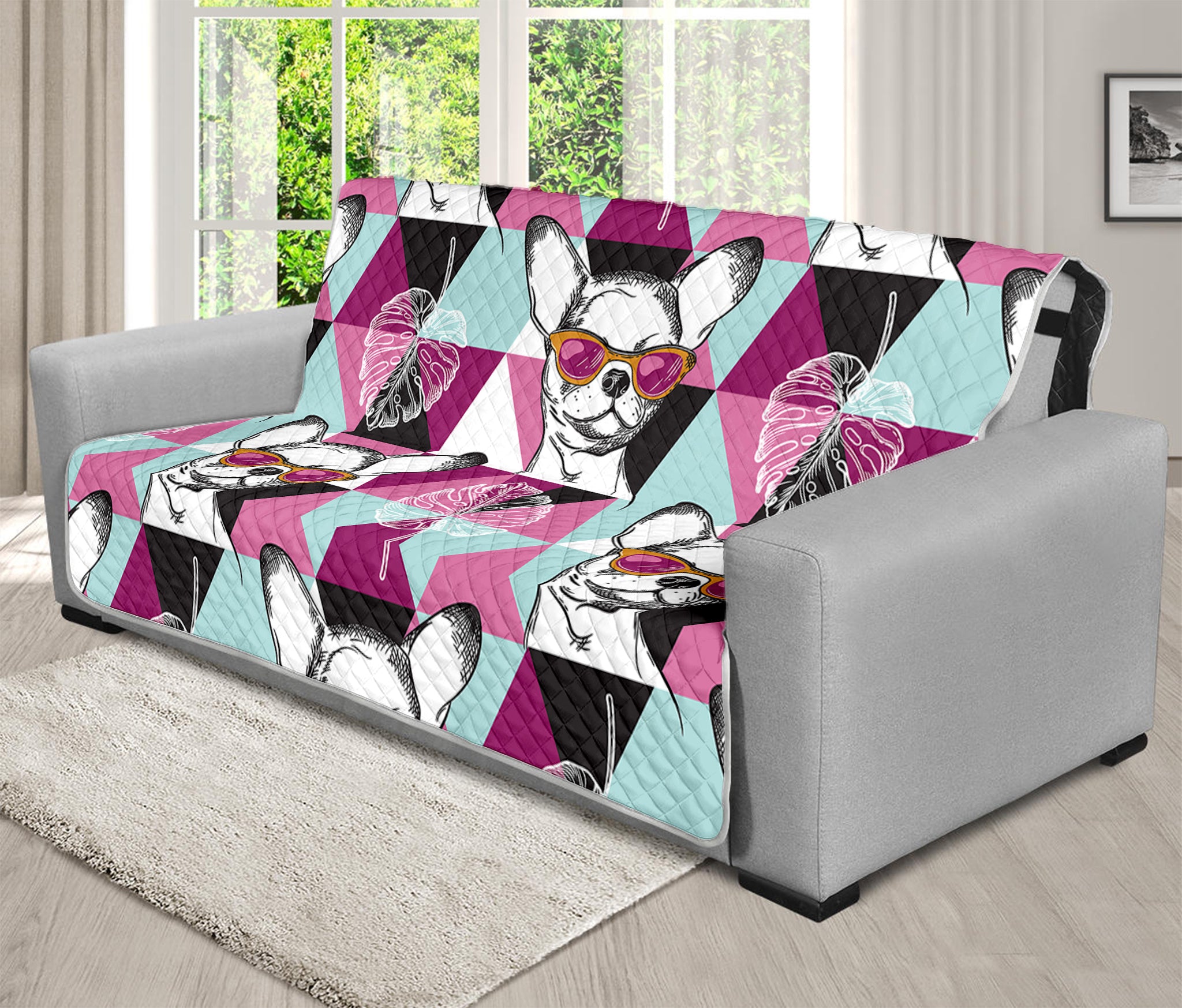 Hipster Chihuahua Pattern Print Futon Protector