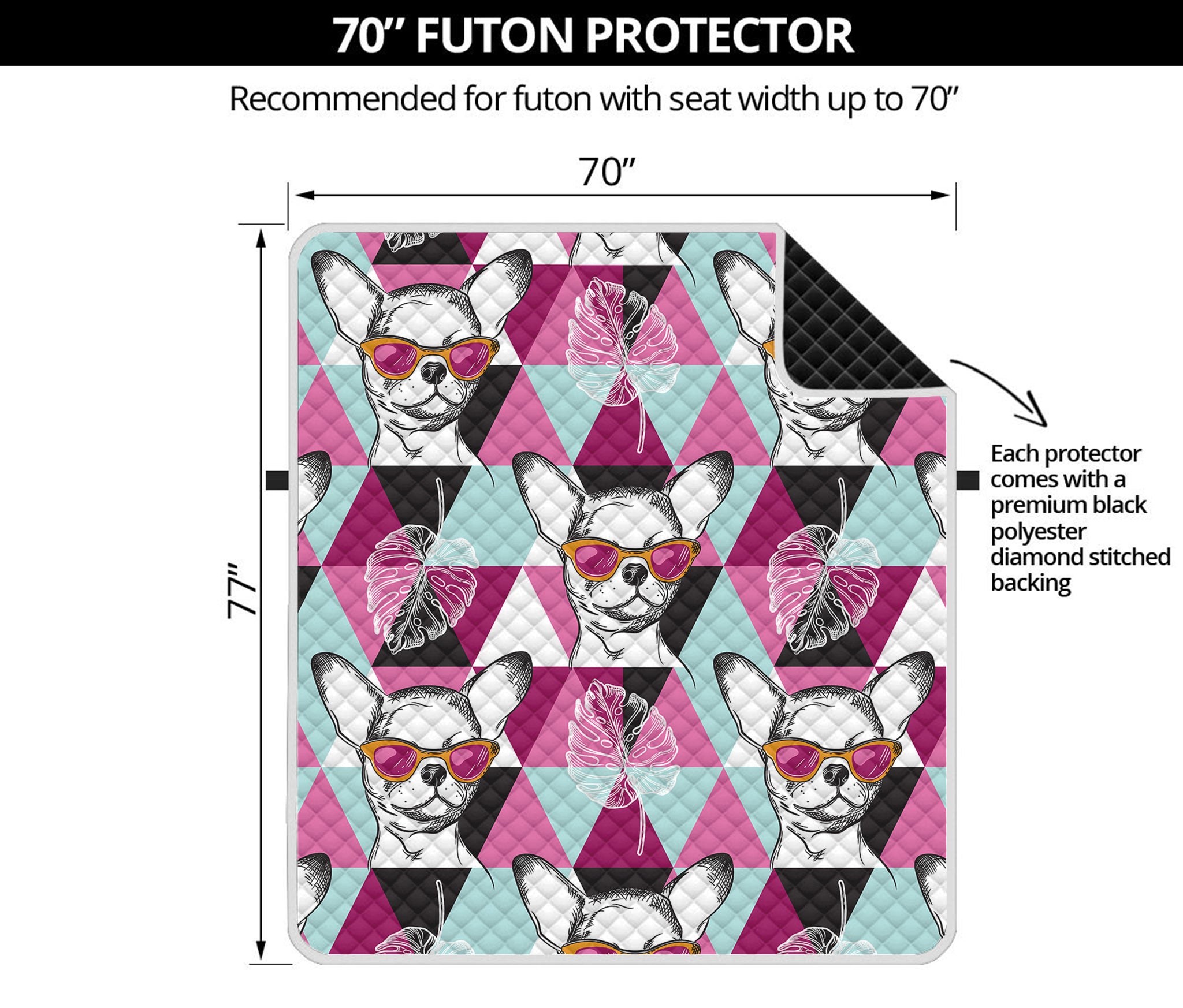 Hipster Chihuahua Pattern Print Futon Protector