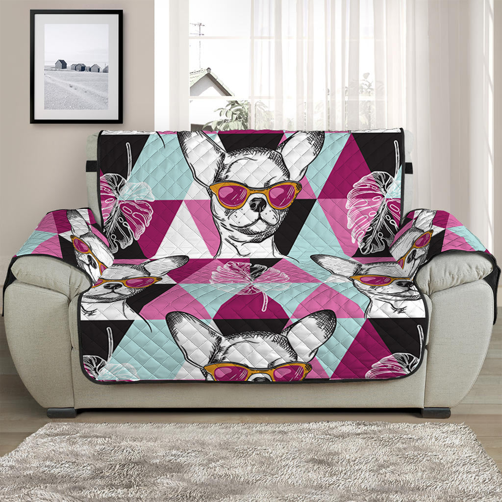 Hipster Chihuahua Pattern Print Half Sofa Protector