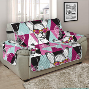 Hipster Chihuahua Pattern Print Half Sofa Protector