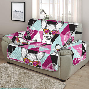 Hipster Chihuahua Pattern Print Half Sofa Protector