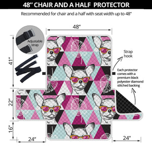 Hipster Chihuahua Pattern Print Half Sofa Protector