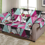 Hipster Chihuahua Pattern Print Loveseat Protector