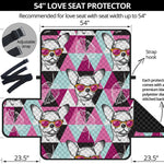 Hipster Chihuahua Pattern Print Loveseat Protector