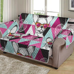 Hipster Chihuahua Pattern Print Loveseat Protector