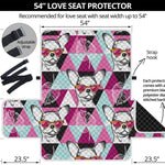 Hipster Chihuahua Pattern Print Loveseat Protector