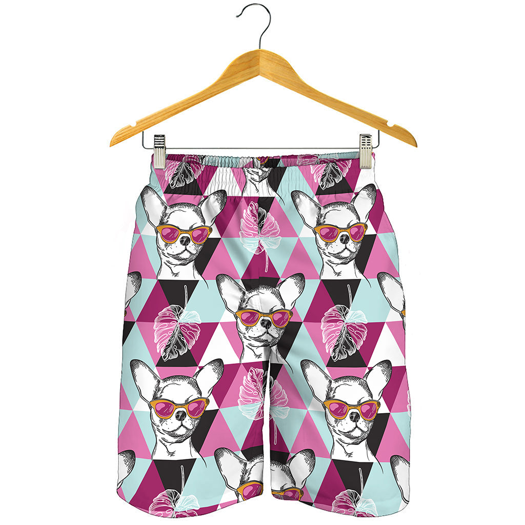 Hipster Chihuahua Pattern Print Men's Shorts