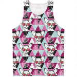 Hipster Chihuahua Pattern Print Men's Tank Top