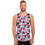 Hipster Chihuahua Pattern Print Men's Tank Top