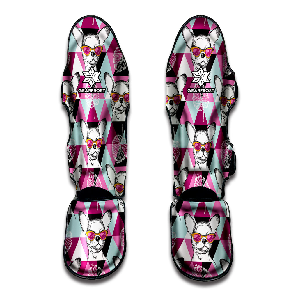 Hipster Chihuahua Pattern Print Muay Thai Shin Guard