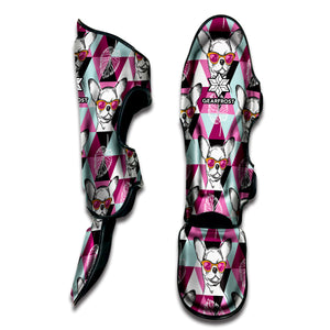 Hipster Chihuahua Pattern Print Muay Thai Shin Guard