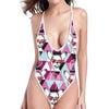 Hipster Chihuahua Pattern Print One Piece High Cut Swimsuit