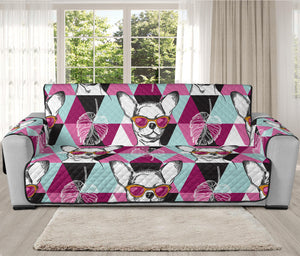 Hipster Chihuahua Pattern Print Oversized Sofa Protector