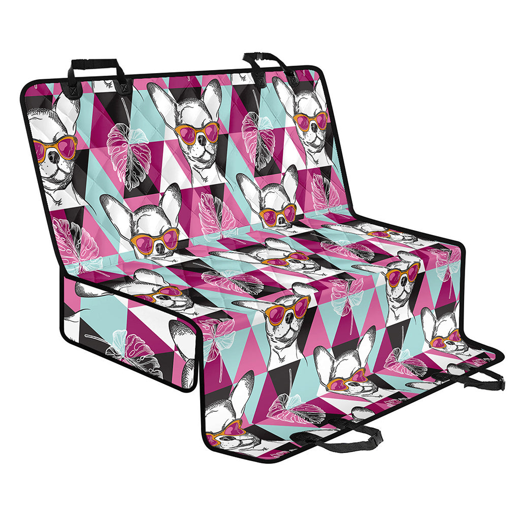 Hipster Chihuahua Pattern Print Pet Car Back Seat Cover