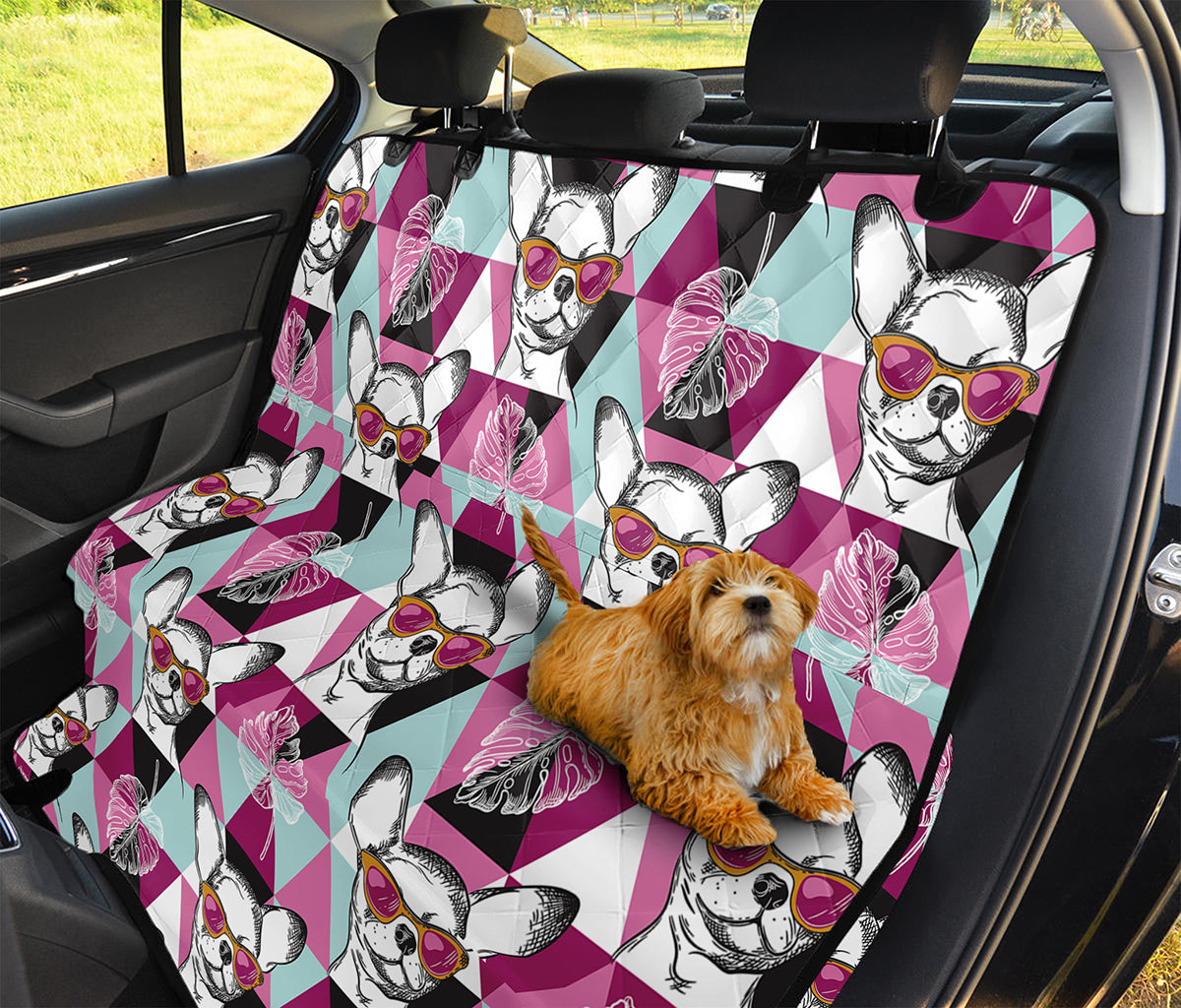 Hipster Chihuahua Pattern Print Pet Car Back Seat Cover