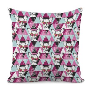 Hipster Chihuahua Pattern Print Pillow Cover