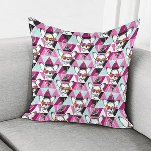 Hipster Chihuahua Pattern Print Pillow Cover