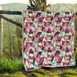 Hipster Chihuahua Pattern Print Quilt