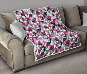 Hipster Chihuahua Pattern Print Quilt