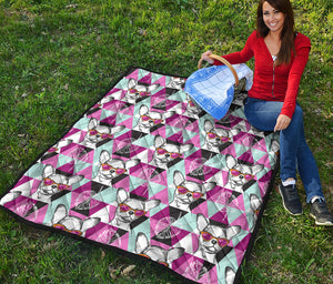 Hipster Chihuahua Pattern Print Quilt