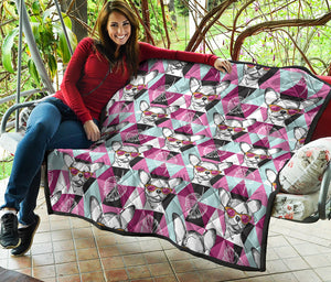 Hipster Chihuahua Pattern Print Quilt