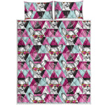 Hipster Chihuahua Pattern Print Quilt Bed Set