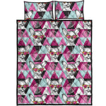 Hipster Chihuahua Pattern Print Quilt Bed Set