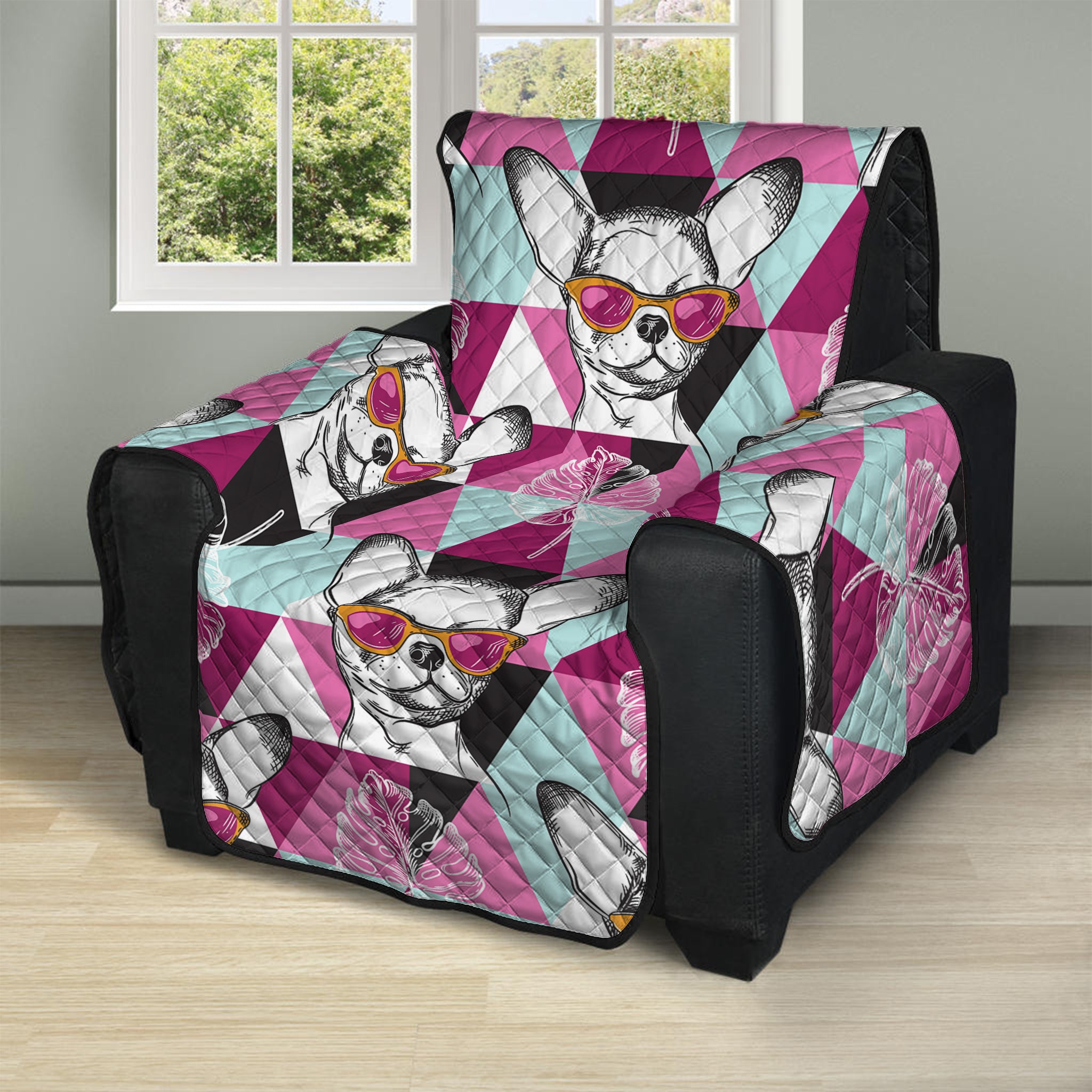 Hipster Chihuahua Pattern Print Recliner Protector