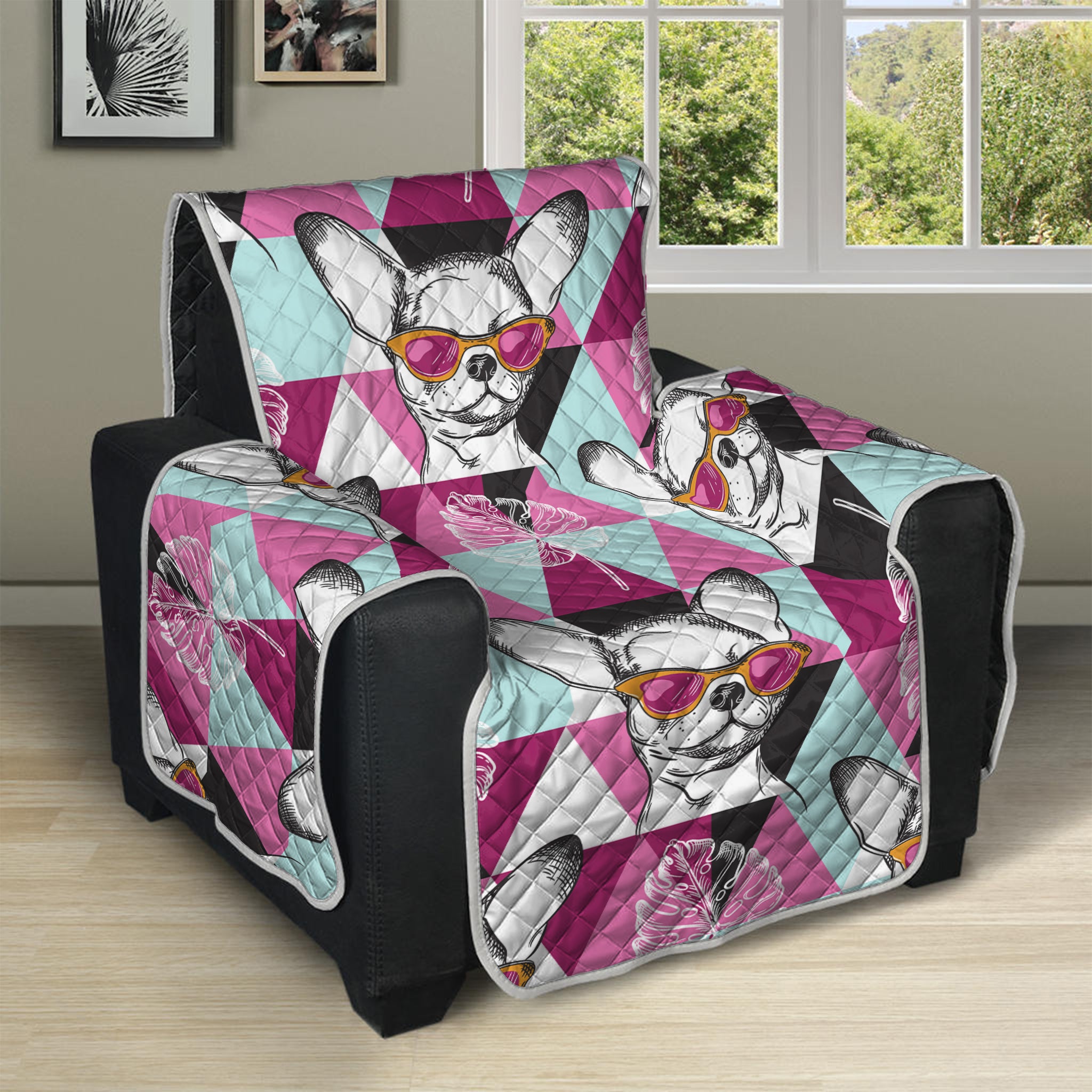 Hipster Chihuahua Pattern Print Recliner Protector