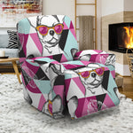 Hipster Chihuahua Pattern Print Recliner Slipcover