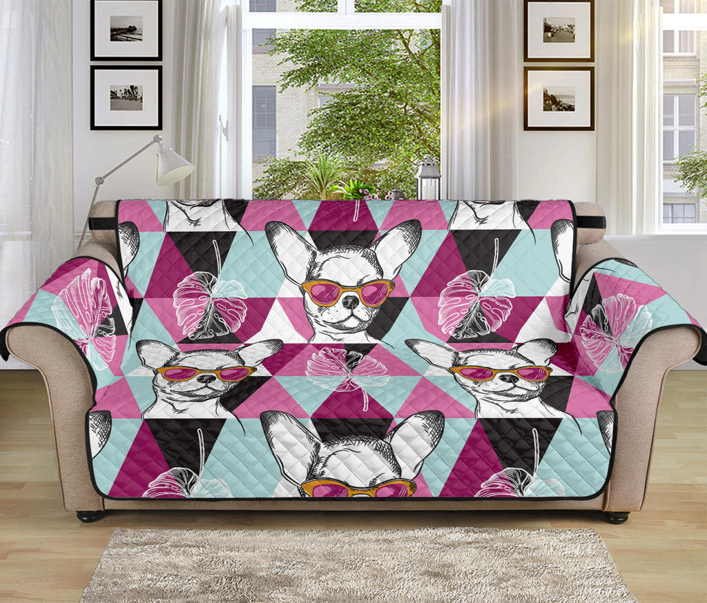 Hipster Chihuahua Pattern Print Sofa Protector