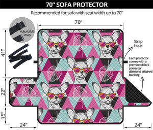 Hipster Chihuahua Pattern Print Sofa Protector