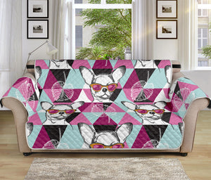 Hipster Chihuahua Pattern Print Sofa Protector