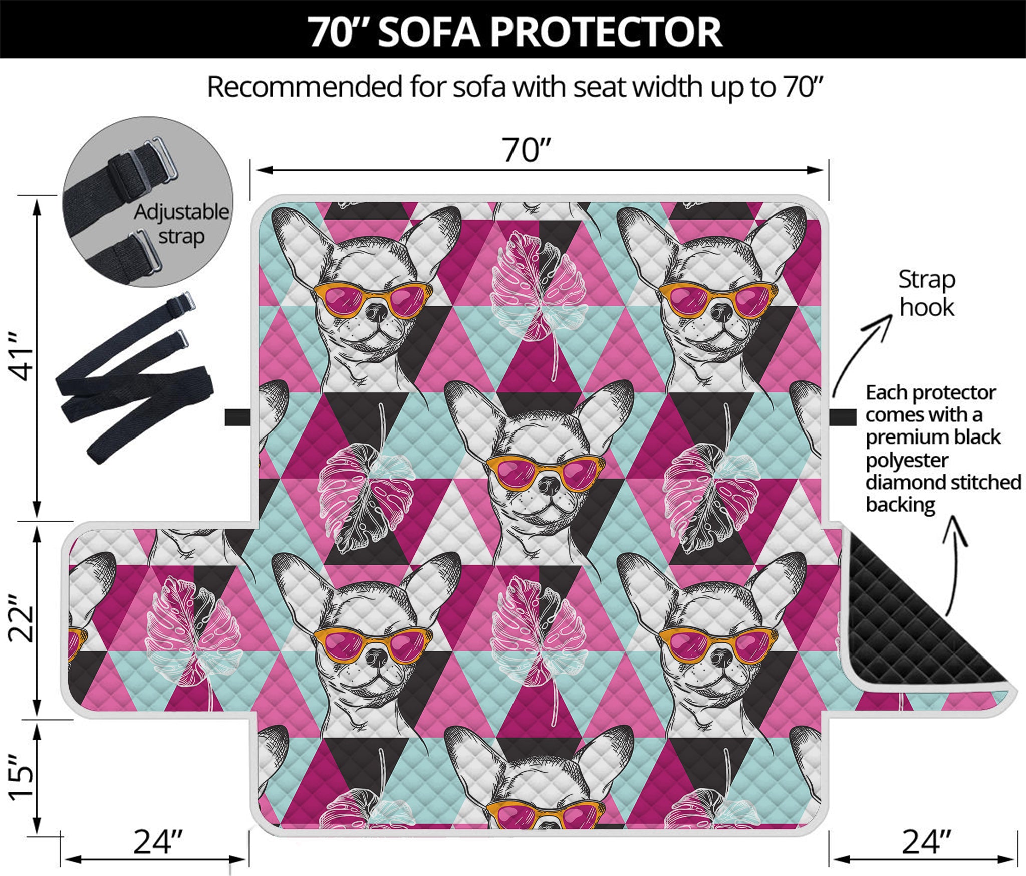 Hipster Chihuahua Pattern Print Sofa Protector