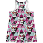 Hipster Chihuahua Pattern Print Women's Racerback Tank Top