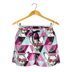 Hipster Chihuahua Pattern Print Women's Shorts