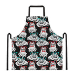 Hipster Frog Pattern Print Apron