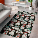 Hipster Frog Pattern Print Area Rug