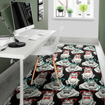Hipster Frog Pattern Print Area Rug