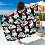 Hipster Frog Pattern Print Beach Sarong Wrap