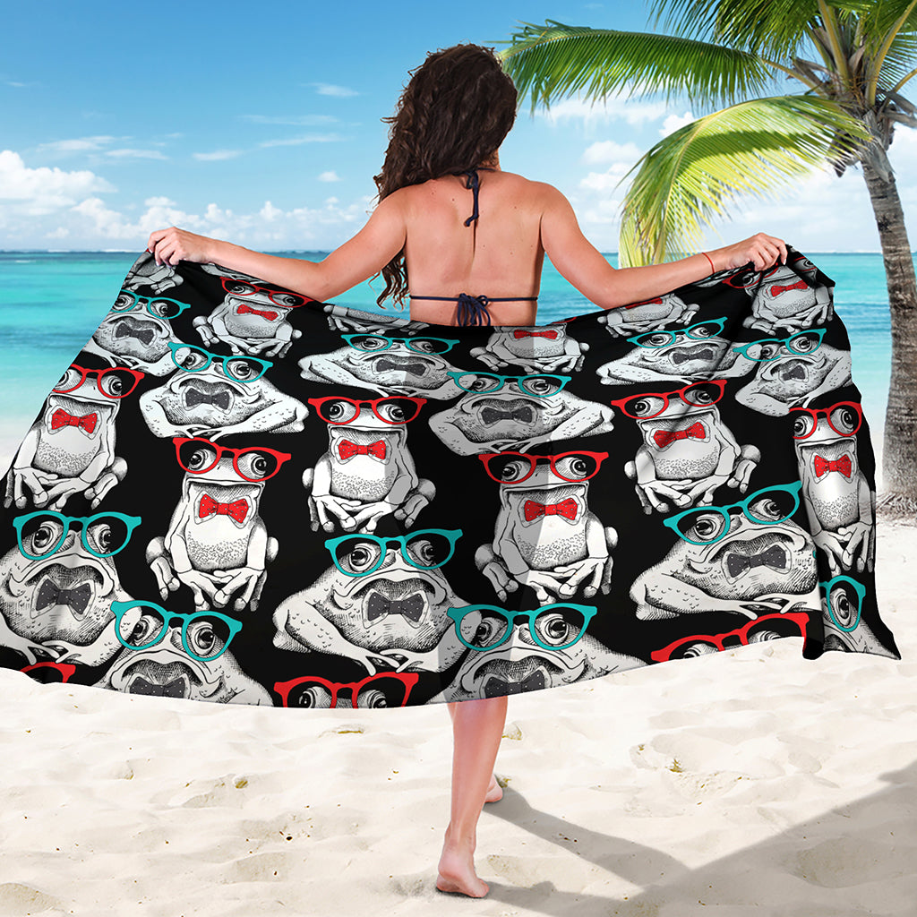 Hipster Frog Pattern Print Beach Sarong Wrap