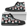 Hipster Frog Pattern Print Black High Top Sneakers