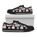 Hipster Frog Pattern Print Black Low Top Sneakers